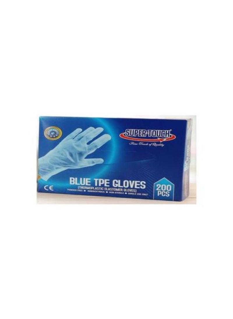 Super Touch Tpe Gloves Blue  Powder Free Large 10X200