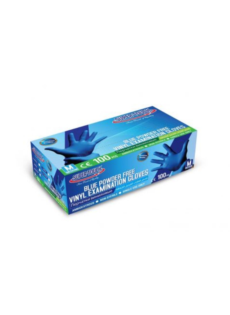 Super Touch - Vinyl Gloves Blue Powder Free (Medium), 10 X 100