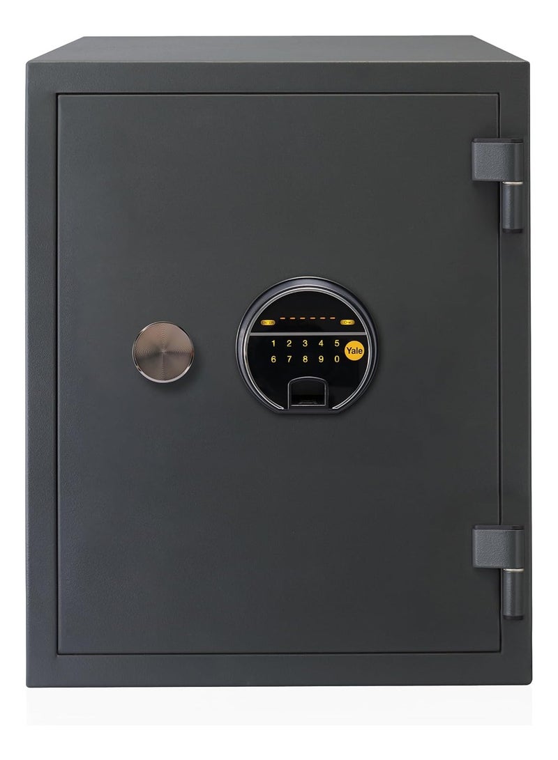 Yale High Security Biometric Fire Safe XLarge, 1 hour fire resistance, LED display panel, 16mm Locking bolts, upto 126 fingerprint storage, Black, suitable for home and office use, YFF/520/FG2