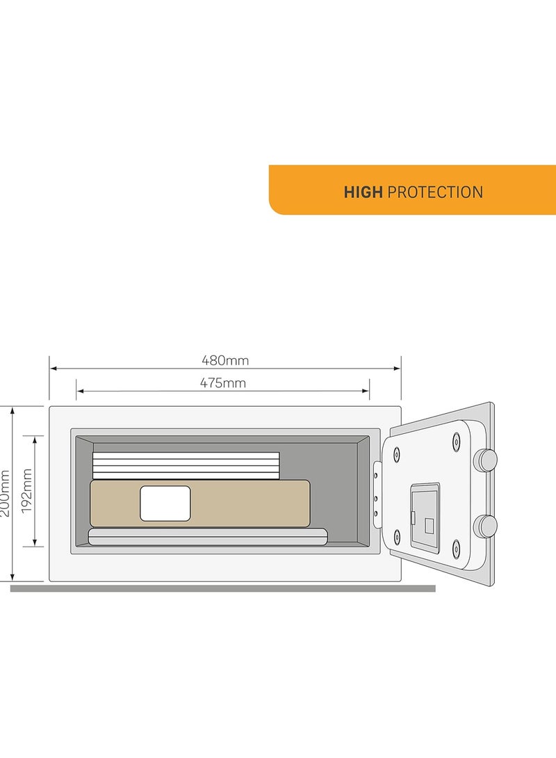 Yale YLFB/200/EB1 Motorised Biometric High Security Laptop Safe Access Fingerprint and Digital Pin Code, Laser Cut Door, Mounting Bolt Internal Dimensions: 190 x 467 x 280 mm