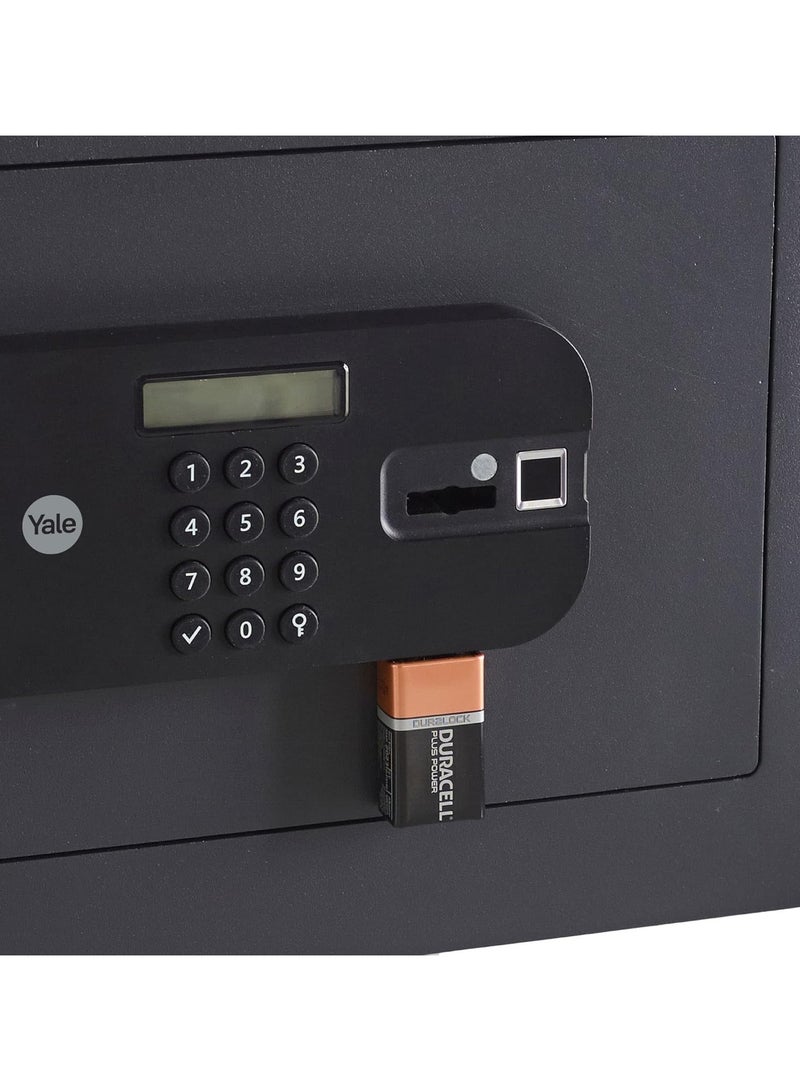 Yale YLFB/200/EB1 Motorised Biometric High Security Laptop Safe Access Fingerprint and Digital Pin Code, Laser Cut Door, Mounting Bolt Internal Dimensions: 190 x 467 x 280 mm