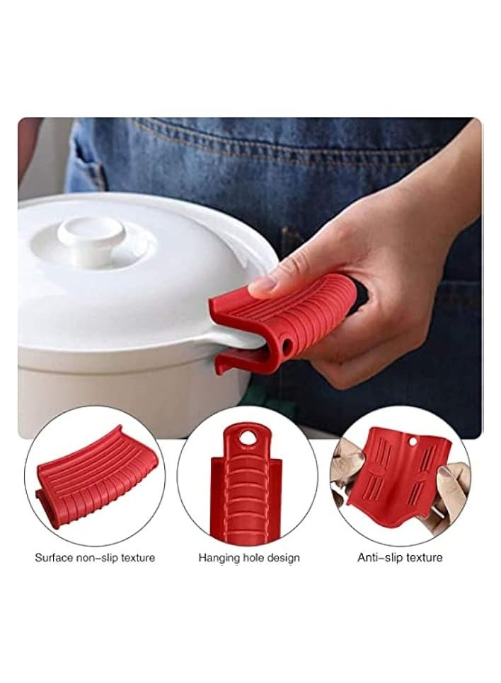 4 Pack Silicone Hot Handle Holder, Non-Slip Silicone Pot Holder Sleeve, Cast Iron Handle Covers, Assist Handle Holders Set