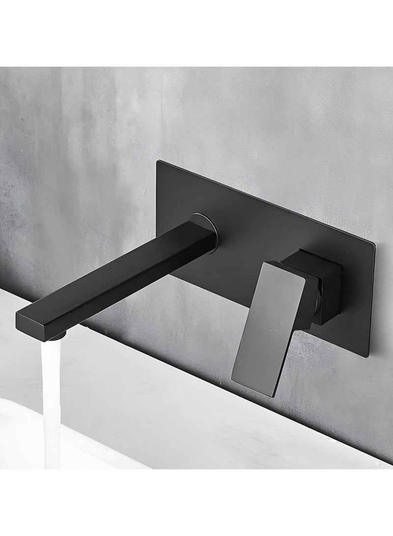 Wall Mounted Basin Mixer Tap, Single Lever, Black