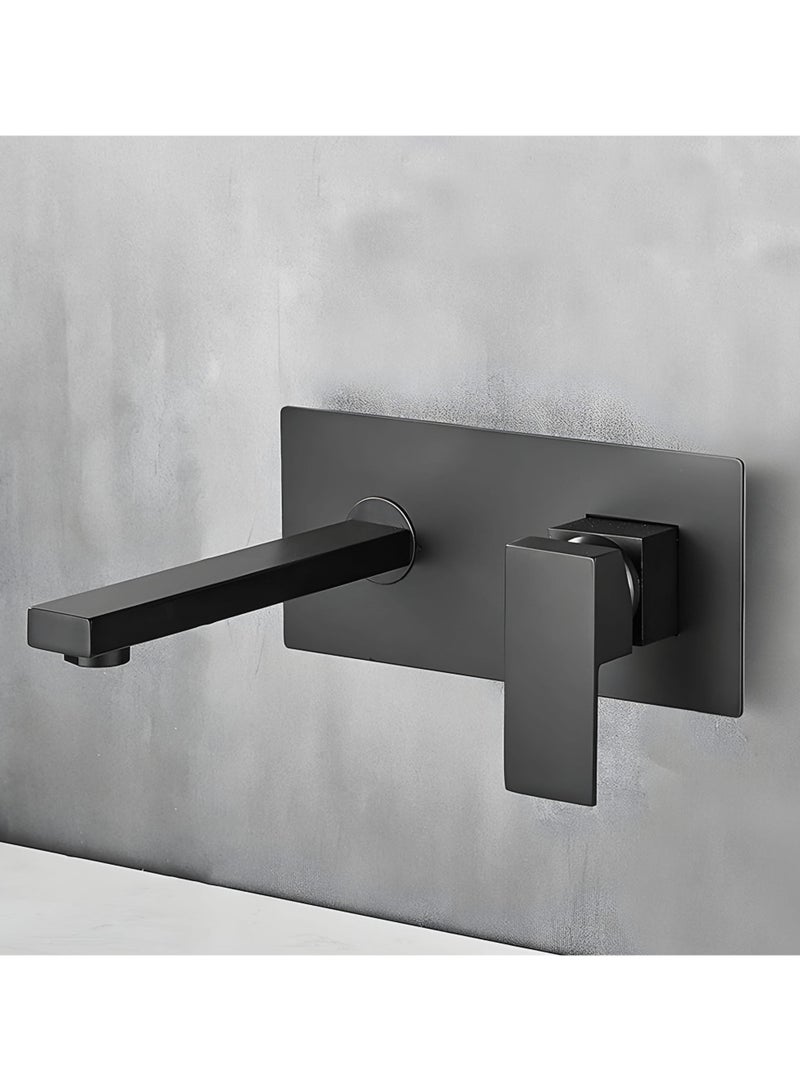 Wall Mounted Basin Mixer Tap, Single Lever, Black