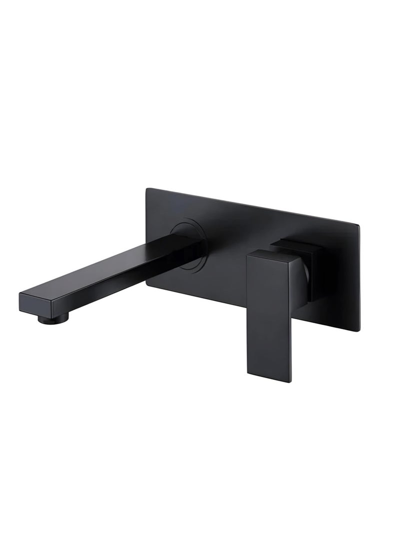 Wall Mounted Basin Mixer Tap, Single Lever, Black