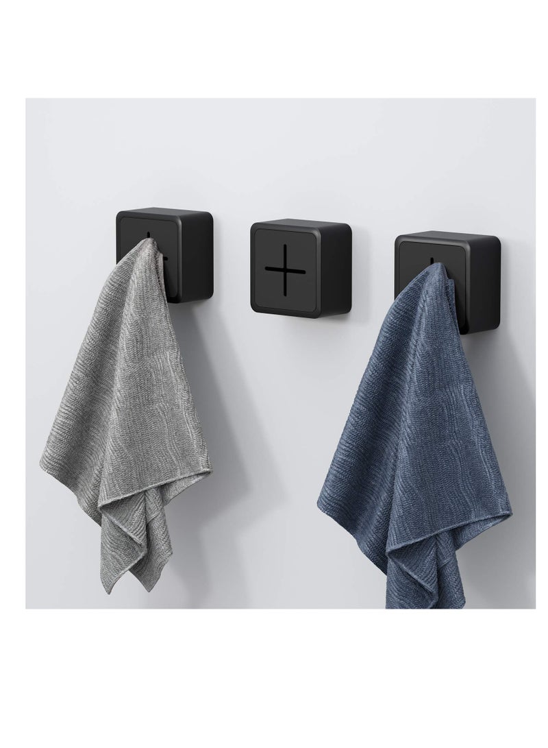 Kitchen Towel Hooks, 3 Pack Self Adhesive Towel Holders, Wall Dish Towel Hook, Drill Free Self Adhesive Push Hooks Firmly Hook, Wall Mounted Hand Towel Hook, for Bathroom Home Kitchen RV Camper