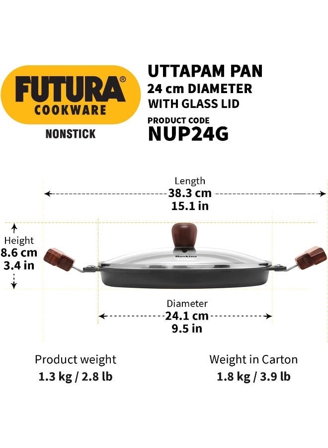 Futura 24 cm Uttapam Pan Pancake Tava Non Stick Uttapa Tawa Pancake Pan Snack Maker Black NUP24G