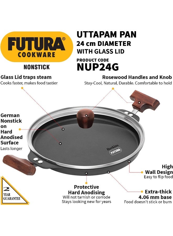 Futura 24 cm Uttapam Pan Pancake Tava Non Stick Uttapa Tawa Pancake Pan Snack Maker Black NUP24G