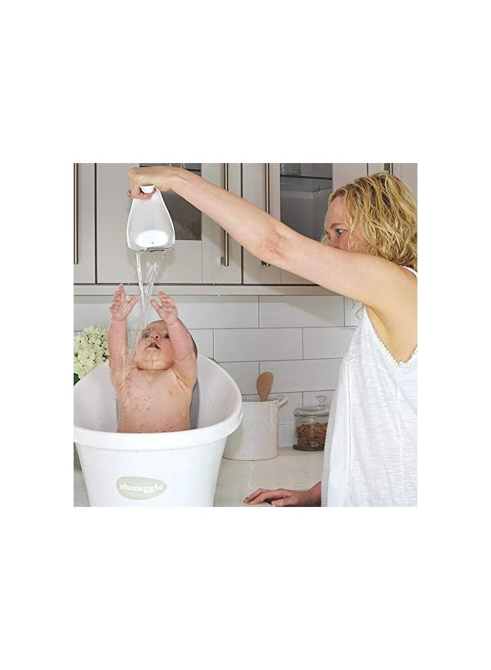 Bath Rinse Jug | Soft Rim Baby & Toddler Shampoo Rinser | Bath Hair Rinsing Cup | Hair Wash Jug with Handle | Essential Bath Accessories | White/Grey