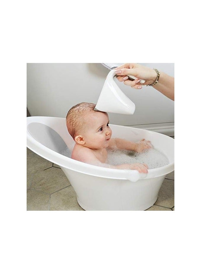 Bath Rinse Jug | Soft Rim Baby & Toddler Shampoo Rinser | Bath Hair Rinsing Cup | Hair Wash Jug with Handle | Essential Bath Accessories | White/Grey