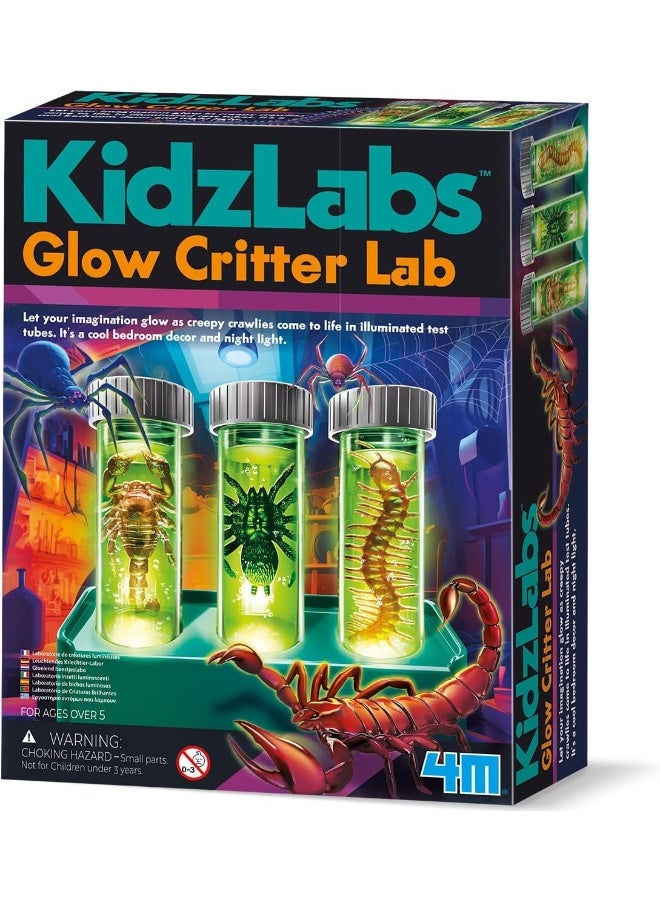 KidzLabs Glow Critter Lab, Creepy Crawlies Come to Life, Illuminated Test Tubes, Science Project and Night Light for Ages 5+