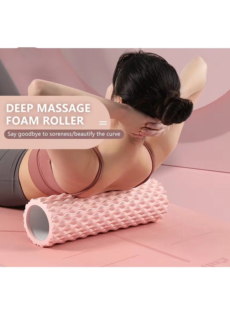 45*14cm Foam Roller for Exercises & Massage, Multi-Density Fitness GYM Styrofoam Rolling Foam Roller for Back Legs Body Deep Tissue Muscle Recovery Relieves Pain Physical Therapy Streching