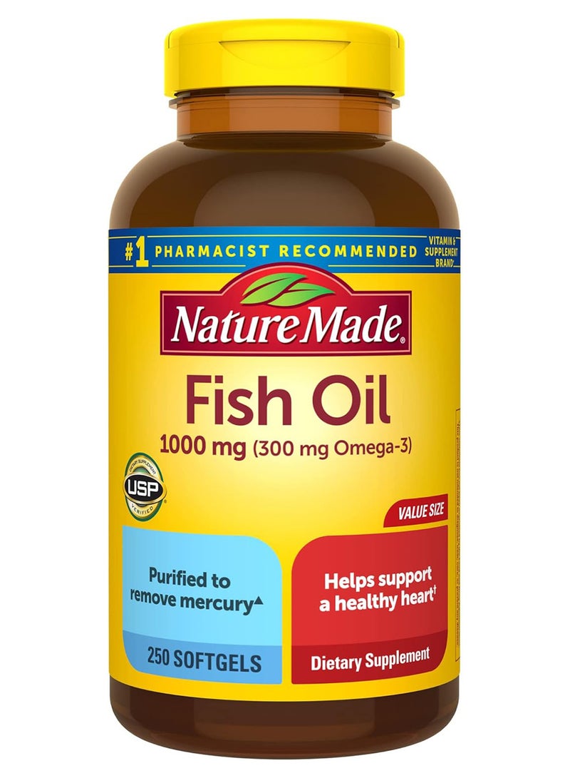 Fish Oil 1000 Mg Softgels Omega 3 Fish Oil For Healthy Heart Support Supplement With 250 Softgels 125 Day Supply