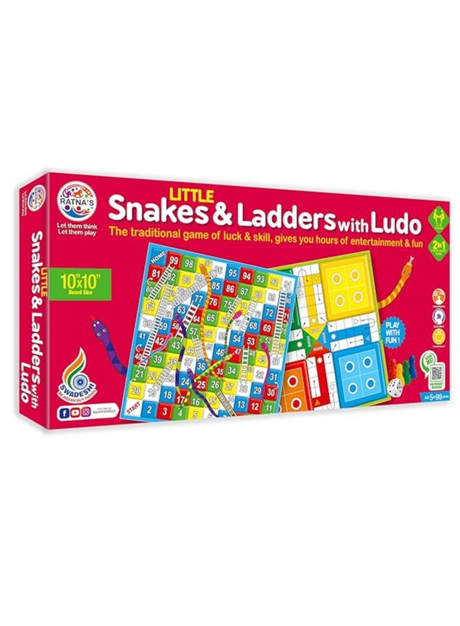 RATNA'S Classic Strategy Game Little Snakes and Ladders with Ludo 2 In 1 for Young Businessman (Multicolour)