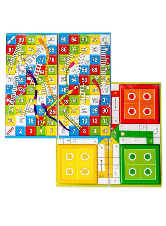 RATNA'S Classic Strategy Game Little Snakes and Ladders with Ludo 2 In 1 for Young Businessman (Multicolour)