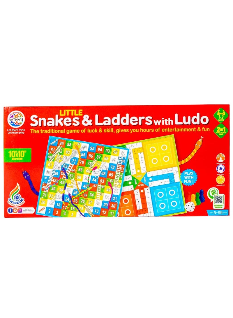 RATNA'S Classic Strategy Game Little Snakes and Ladders with Ludo 2 In 1 for Young Businessman (Multicolour)