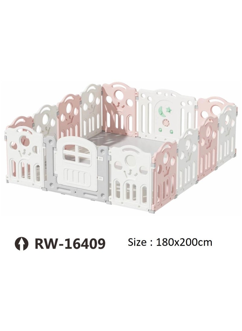 RBW TOYS Baby Pink Playpen, Kid Activity Center Fence Non-Toxic Panel Safety Playpen, Game Fence, Infant Playground 180x200cm. Perfect for toddlers and babies up to 12 months.