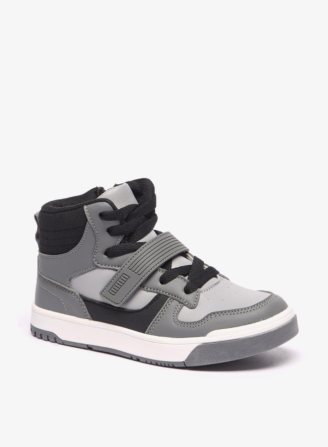 Boys Colourblock High Cut Sneakers with Zip Closure