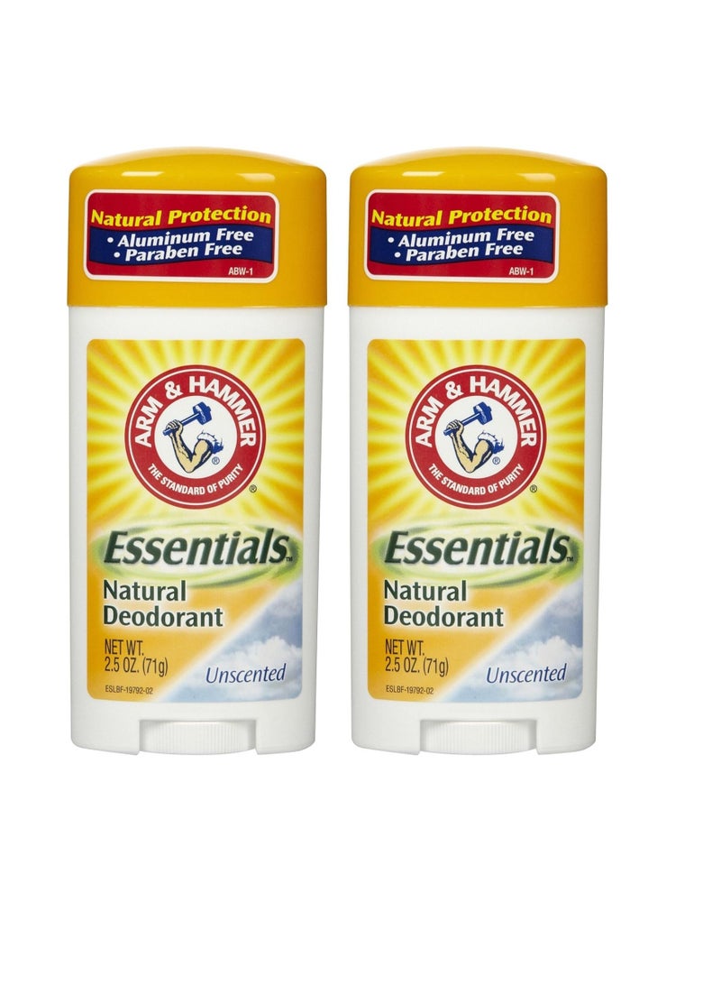 Arm & Hammer Essentials Natural Deodorant, Unscented - 2.5 oz - 2 pk