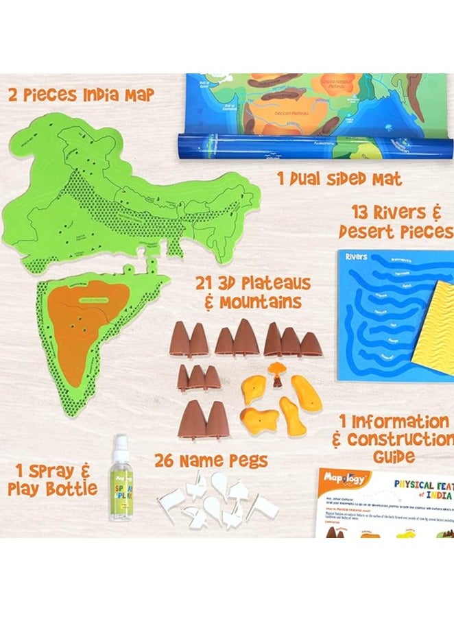 Imagimake Kid's Mapology - Physical Features of India Learn 50+ Geographical Features Like Mountains, Rivers, Plateaus Educational Toy and Learning Aid Puzzles for Age 5 Years+,Color Multi