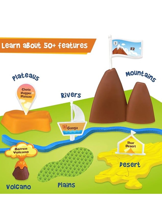 Imagimake Kid's Mapology - Physical Features of India Learn 50+ Geographical Features Like Mountains, Rivers, Plateaus Educational Toy and Learning Aid Puzzles for Age 5 Years+,Color Multi