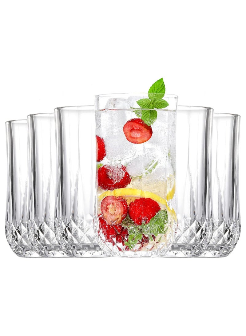 Highball Drinking Glasses Set of 6 – Elegant Durable 11 Ounce Clear Cocktail Glasses for Water, Juice, and Mixed Beverages