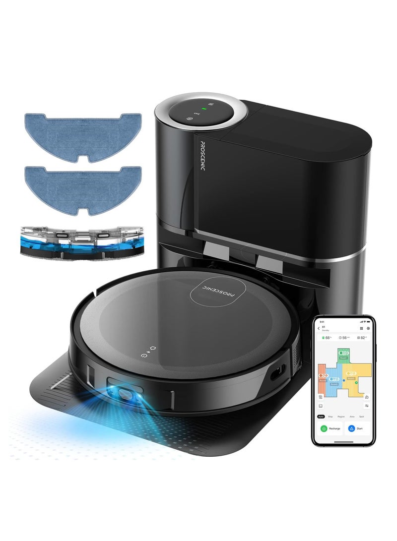 X1 Robot Vacuum Cleaner with Mop, 3000pa, integrated LiDAR Navigation Robot with the 2.5L Self-Emptying Technology, APP & Alexa Control for Cleaning Pet Hair/Dust/Hard Floor/Low Pile Carpet