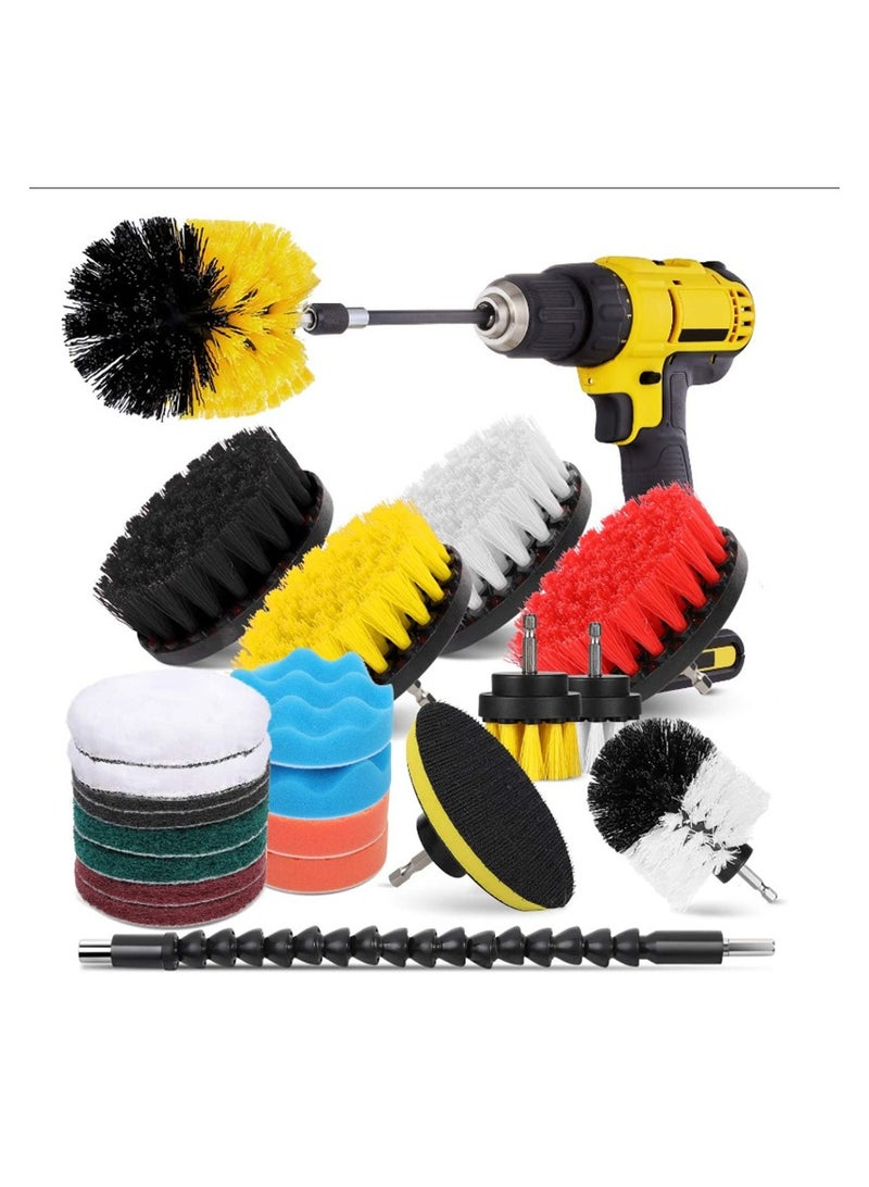 Car Cleaning Brush 26-Piece Electric Drill Brush Head Set Floor and Wall Descaling Cleaning Polishing Tools