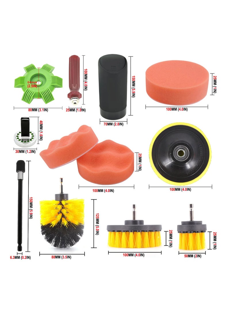 Car Cleaning Brush 26-Piece Electric Drill Brush Head Set Floor and Wall Descaling Cleaning Polishing Tools