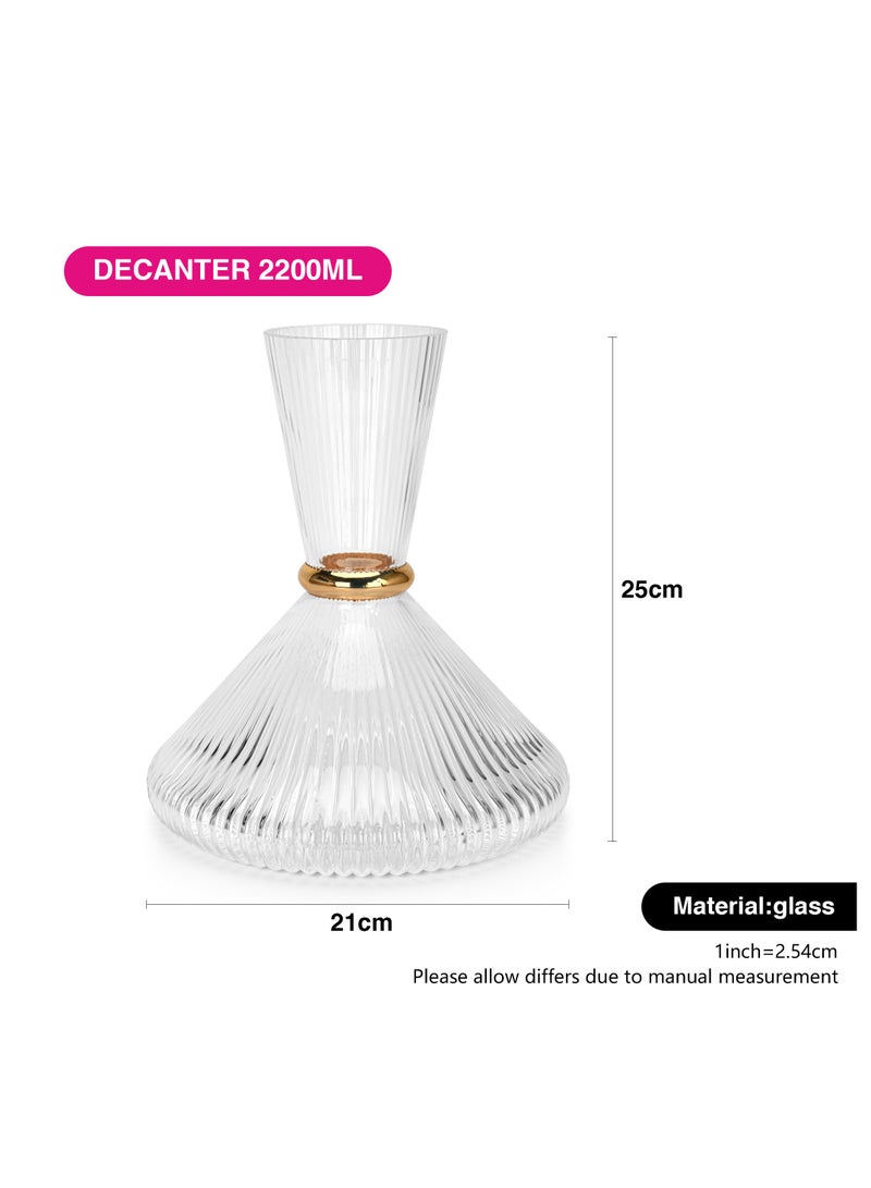 Water Decanter 2200mL, Embossed Design with Gold Ring Thalia Series