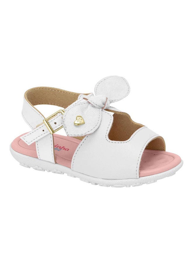Bow Detail Buckle Style Casual Sandals White