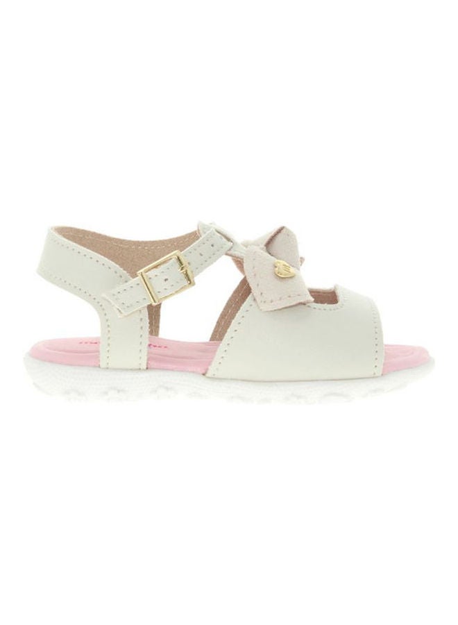 Bow Detail Buckle Style Casual Sandals White