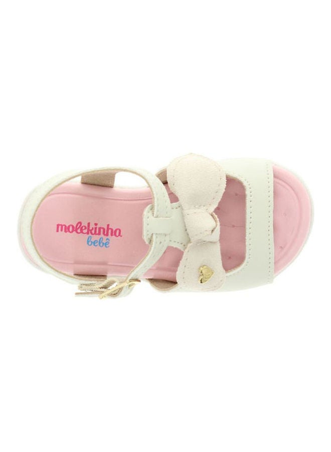 Bow Detail Buckle Style Casual Sandals White