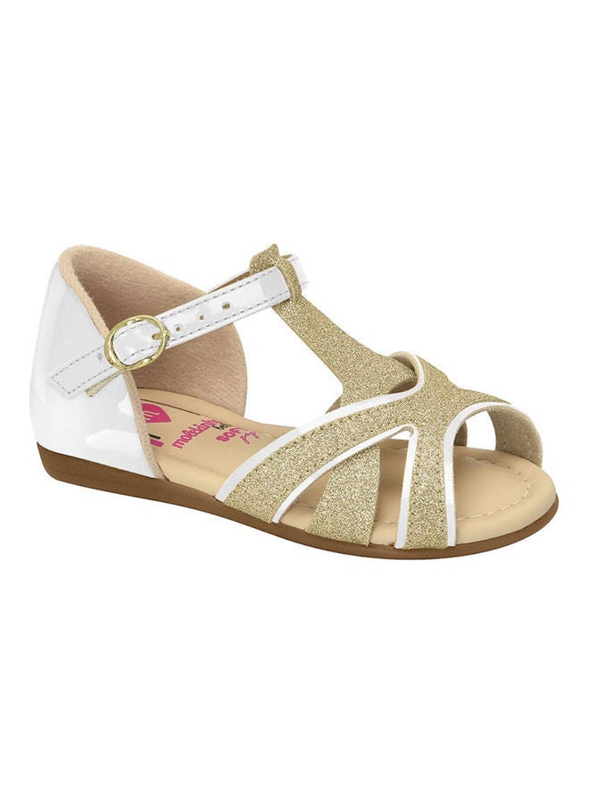 Comfortable Buckle Style Flat Sandals White/Silver