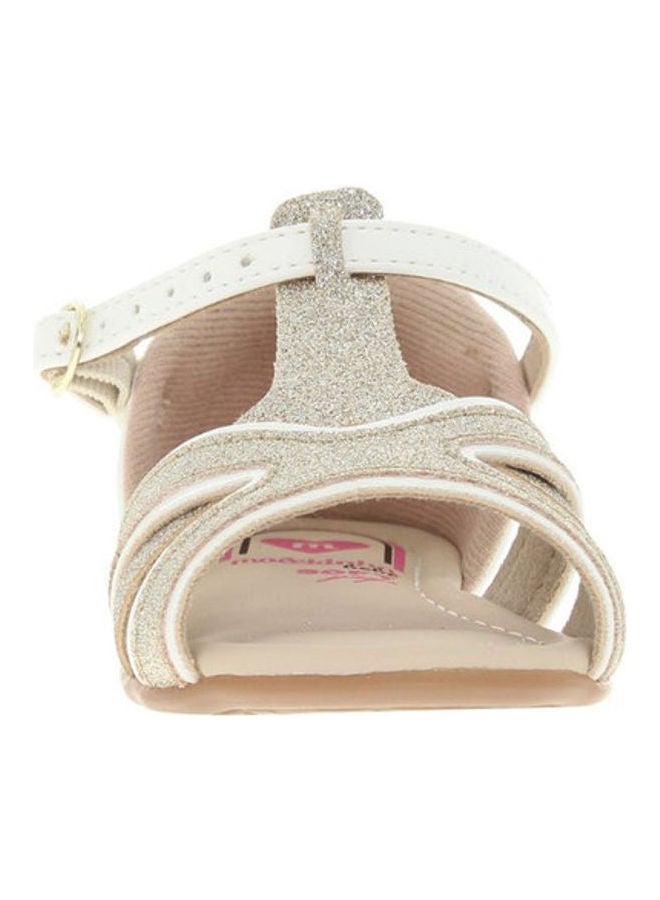 Comfortable Buckle Style Flat Sandals White/Silver