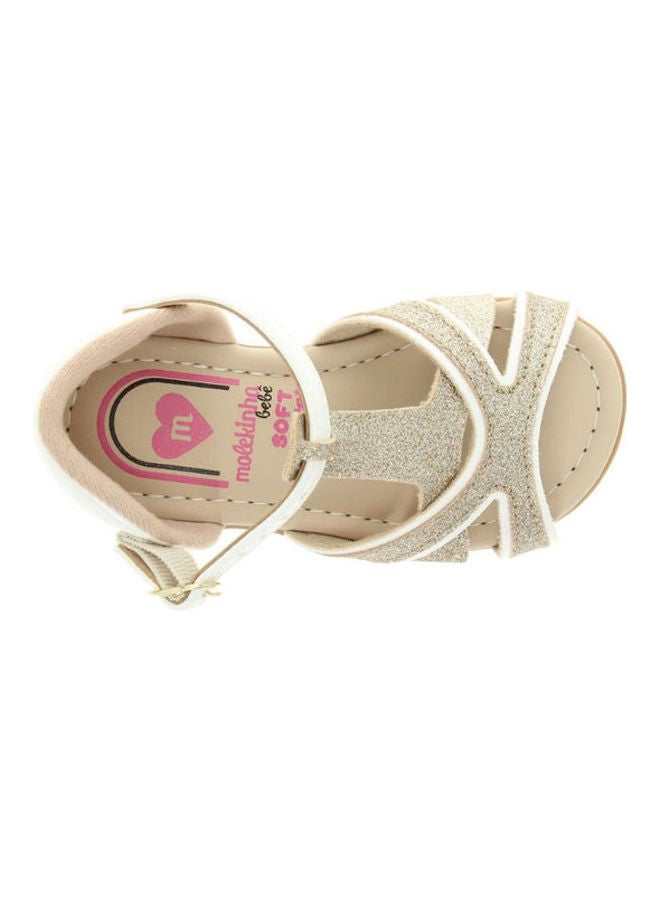 Comfortable Buckle Style Flat Sandals White/Silver