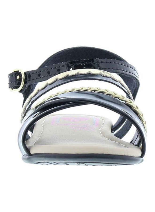 Comfortable Buckle Style Flat Sandals Black/Gold