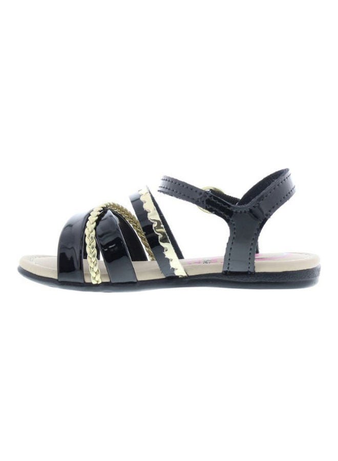 Comfortable Buckle Style Flat Sandals Black/Gold