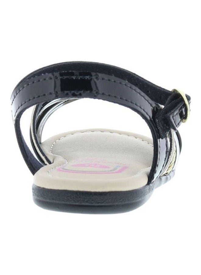 Comfortable Buckle Style Flat Sandals Black/Gold