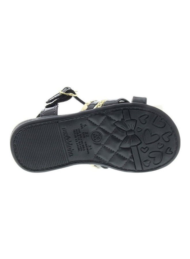 Comfortable Buckle Style Flat Sandals Black/Gold