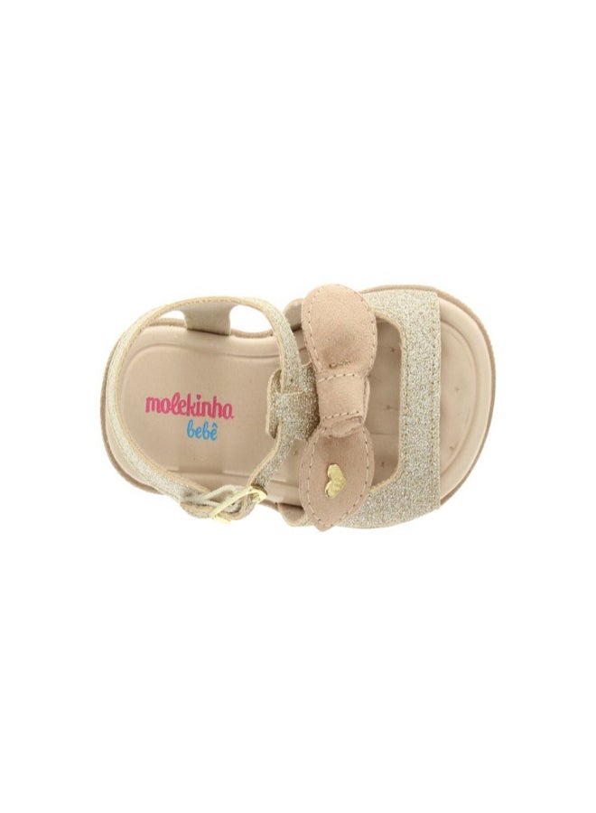 Maia Glitter Effect Bow Detail Casual Sandals Gold