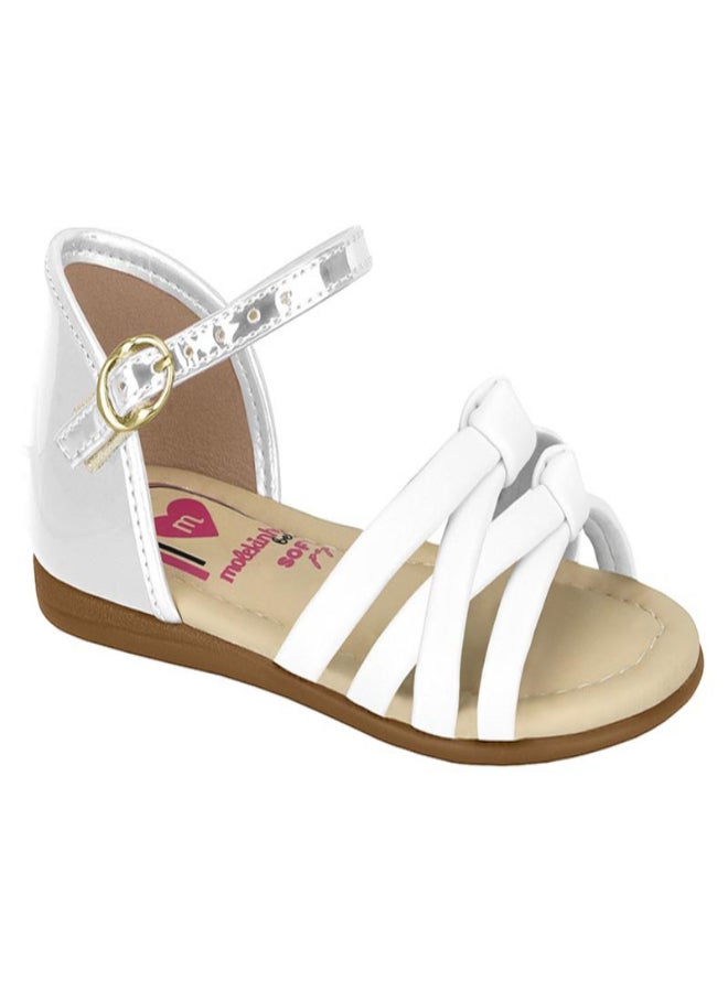 Adrianna Buckle Detail Flat Sandals White