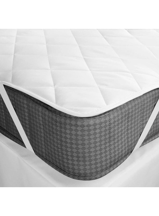 Somer Field - Bedding Quilted Fitted Mattress Pad - Elastic Fitted Stretchable Mattress Protector - Machine Washable Mattress Topper - Quilted - White (120 X 200 Cm)