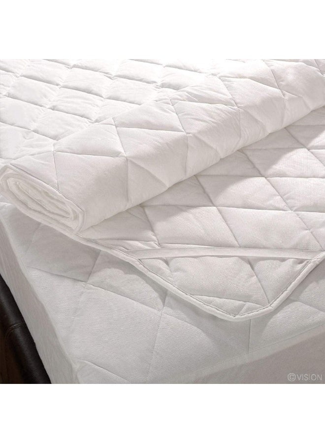 Somer Field - Bedding Quilted Fitted Mattress Pad - Elastic Fitted Stretchable Mattress Protector - Machine Washable Mattress Topper - Quilted - White (120 X 200 Cm)