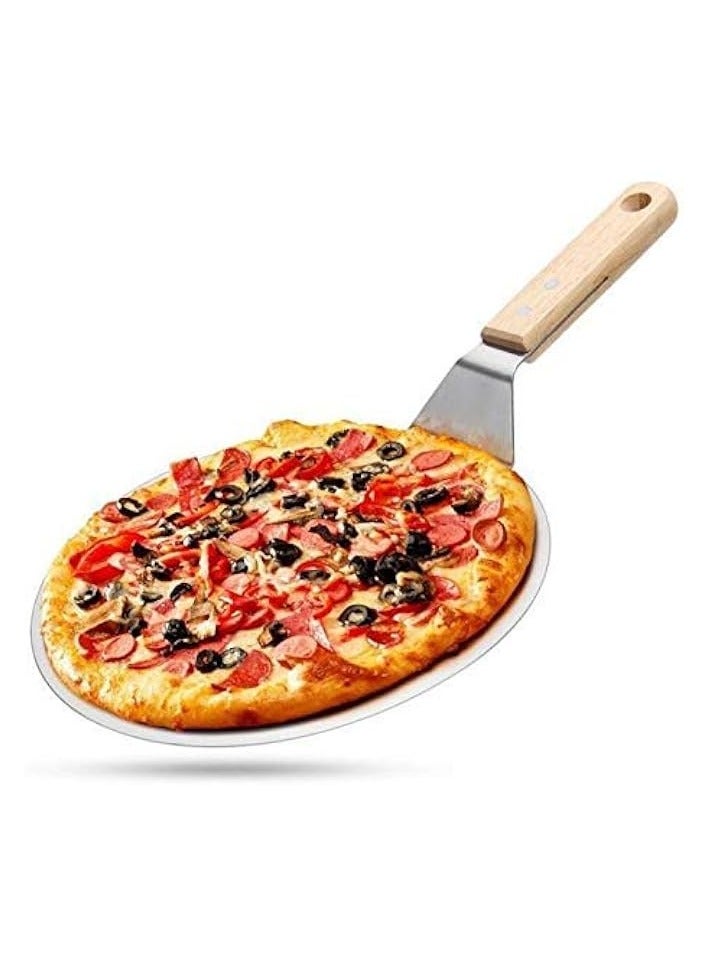 10 Inch Stainless Steel Pizza Peel Shovel with Wooden Handle Cake Shovel Baking Tools Cheese Pizza Shovels Paddle for Baking Homemade Pizza Bread