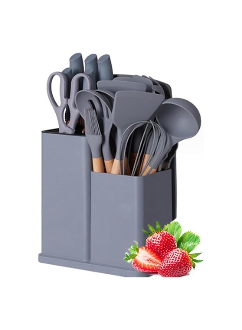 19 Pcs Chef Kitchen Cooking Utensils Set Silicone Kitchen