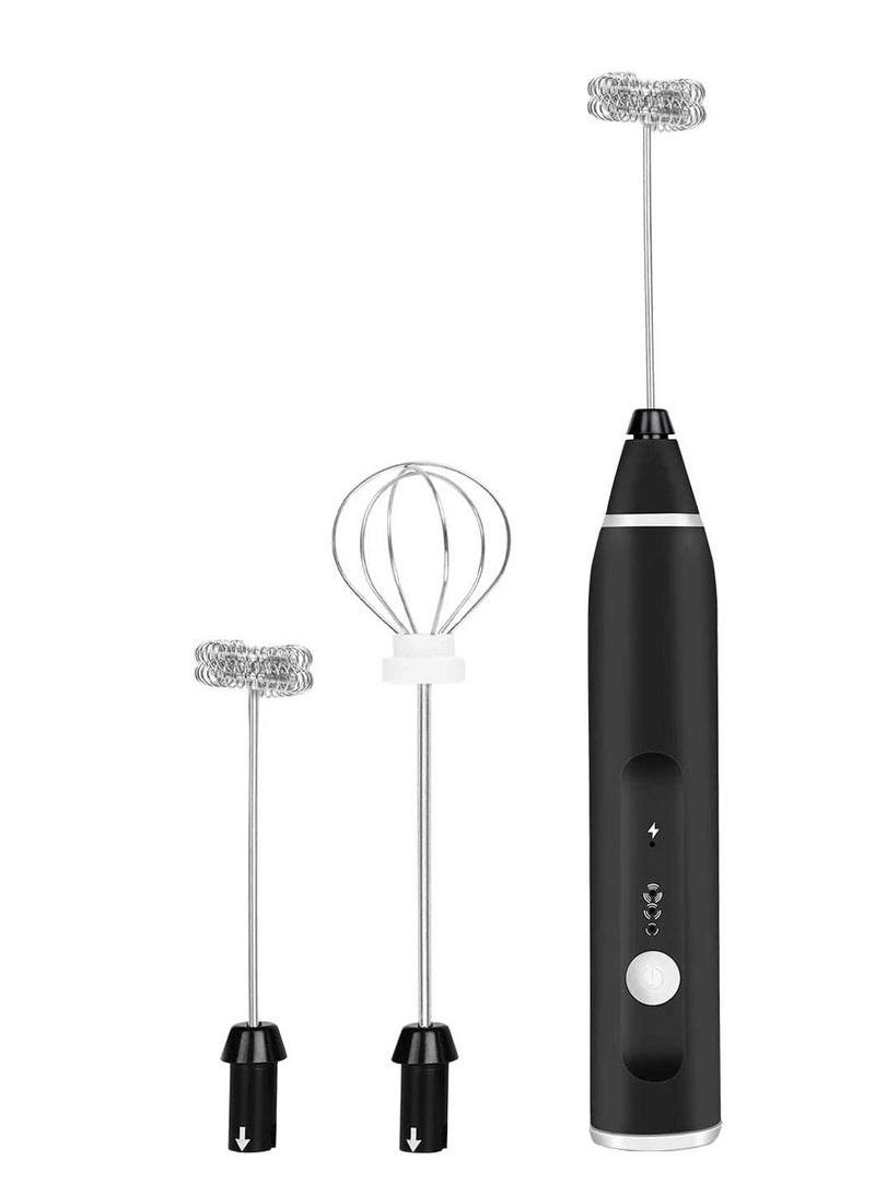 Handheld Electric Milk Frother & Foam Maker: 3-Speed Whisk Drink Mixer with 2 Stainless Whisks for Lattes, Cappuccinos, Frappe, Matcha, and Hot Chocolate