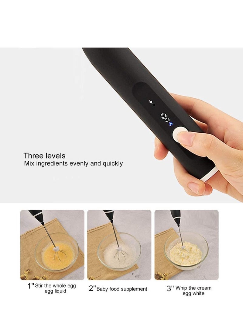 Handheld Electric Milk Frother & Foam Maker: 3-Speed Whisk Drink Mixer with 2 Stainless Whisks for Lattes, Cappuccinos, Frappe, Matcha, and Hot Chocolate