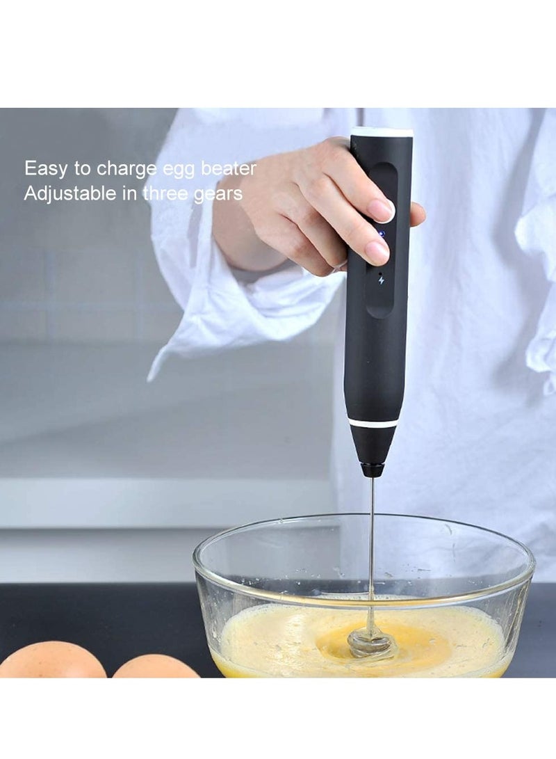 Handheld Electric Milk Frother & Foam Maker: 3-Speed Whisk Drink Mixer with 2 Stainless Whisks for Lattes, Cappuccinos, Frappe, Matcha, and Hot Chocolate