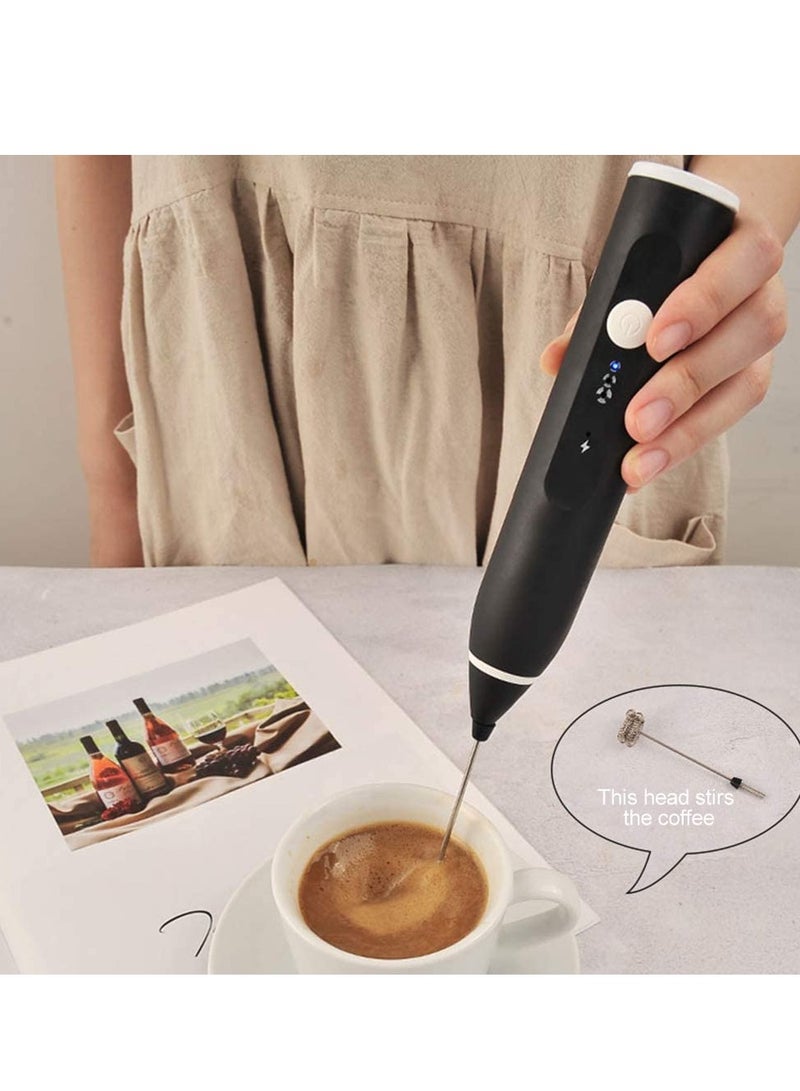 Handheld Electric Milk Frother & Foam Maker: 3-Speed Whisk Drink Mixer with 2 Stainless Whisks for Lattes, Cappuccinos, Frappe, Matcha, and Hot Chocolate